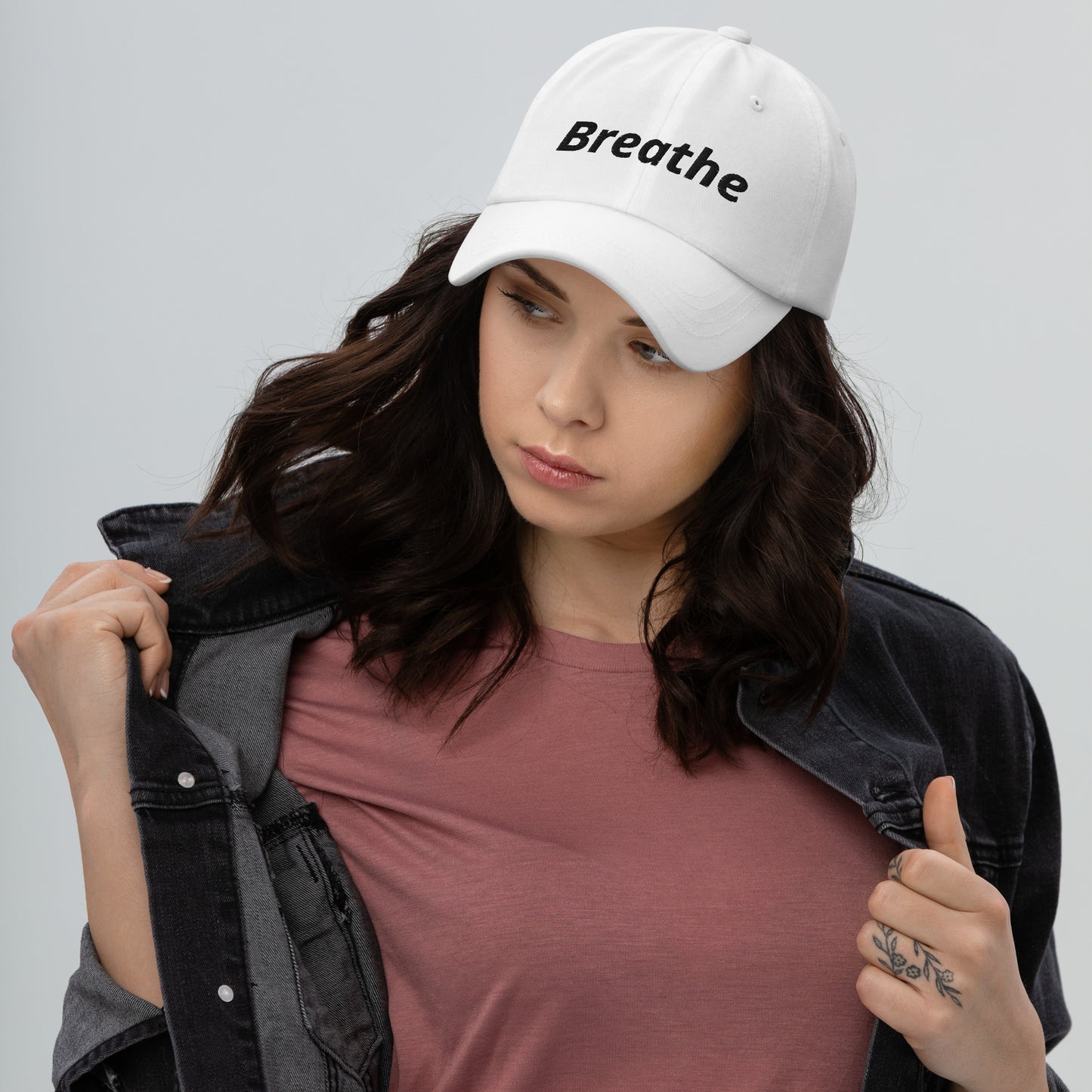 Breathe Unisex Dad  Hat Style With Embroidered Text